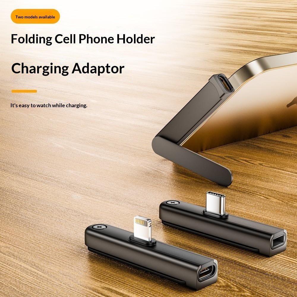PH03 Foldable Phone Stand with Type-C to iP (5-14) Adapter 60W PD Fast Charging Gaming Phone Holder for iPhone iPad Android