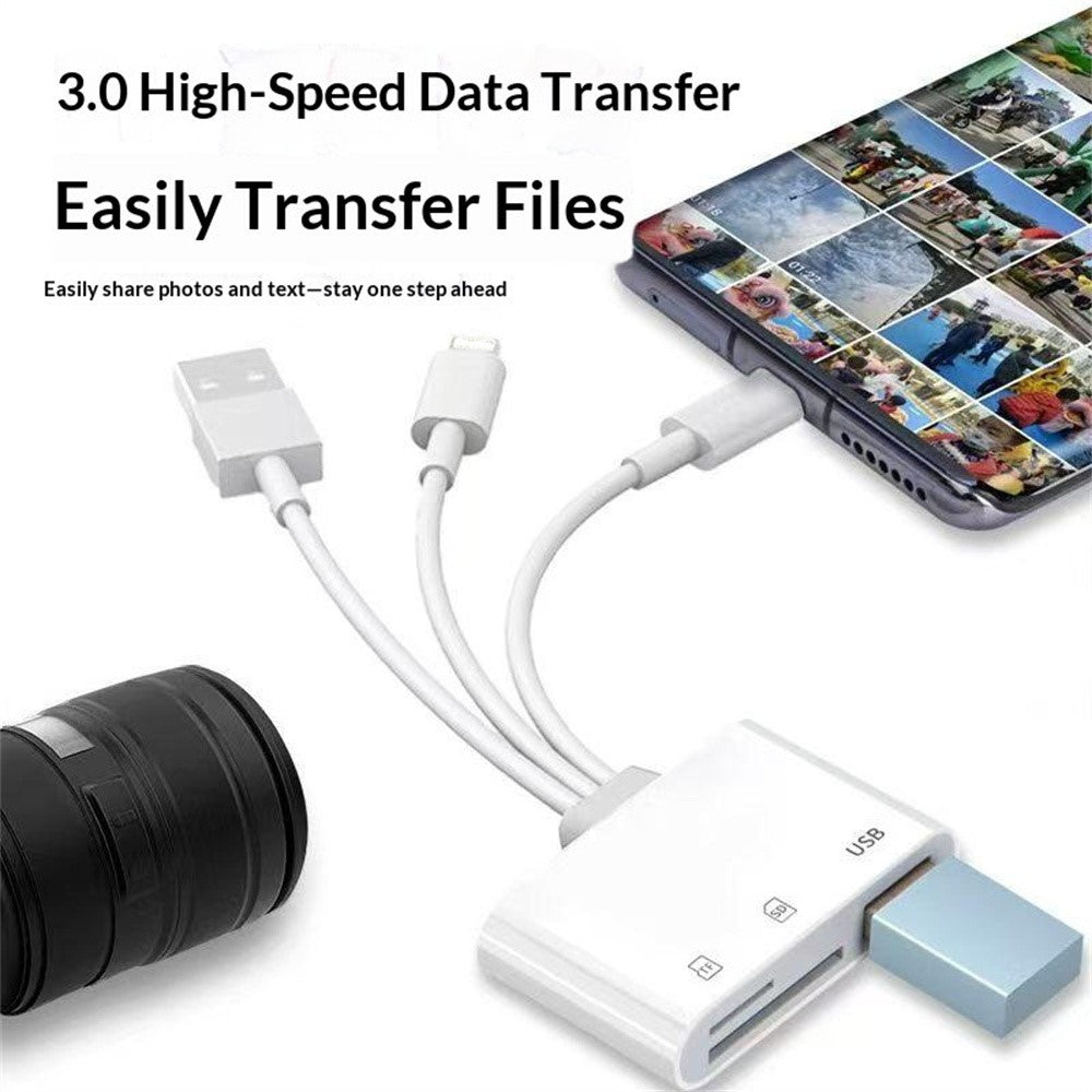 103TPro 3 in 1 Type-C / iP / USB-A Adapter SD TF Card Reader for iPhone iPad MacBook Samsung