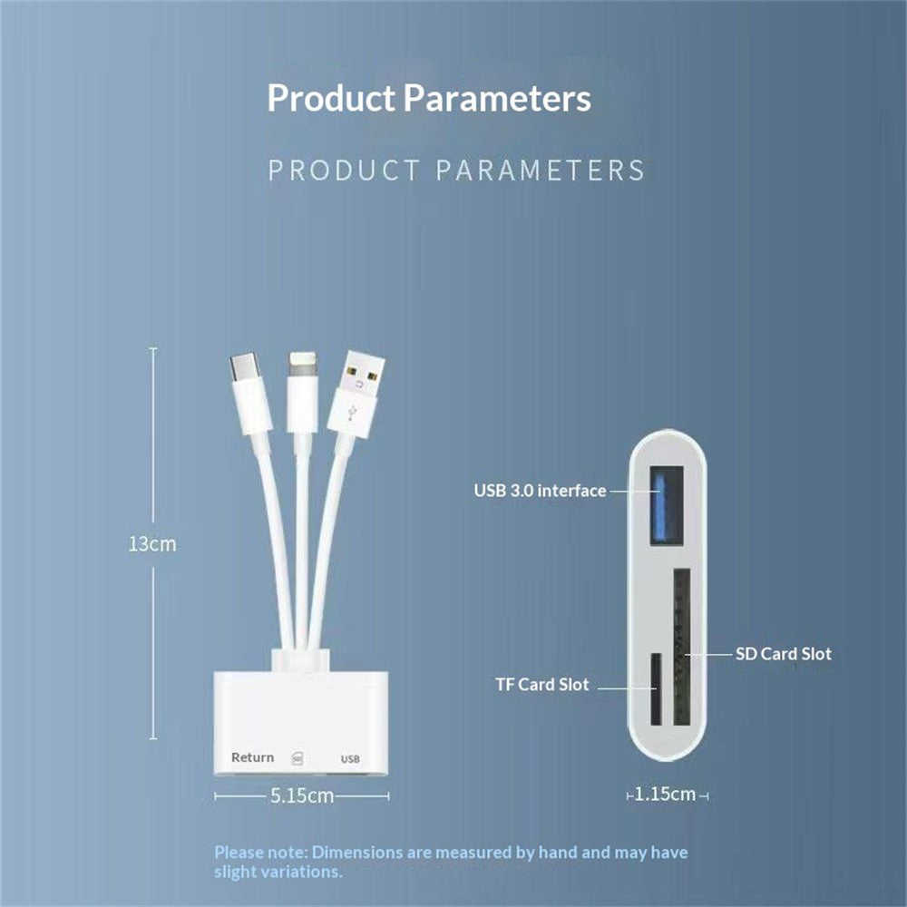 103TPro 3 in 1 Type-C / iP / USB-A Adapter SD TF Card Reader for iPhone iPad MacBook Samsung