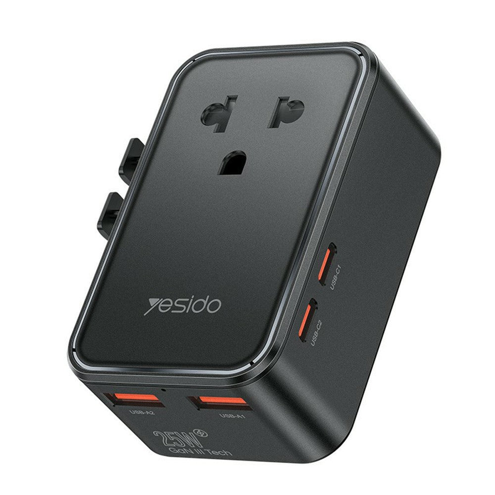 YESIDO MC47 4-Port 25W GaN Fast Charger Universal Travel Adapter with 2 USB-A + 2 USB-C Ports