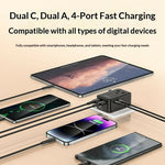 YESIDO MC47 4-Port 25W GaN Fast Charger Universal Travel Adapter with 2 USB-A + 2 USB-C Ports