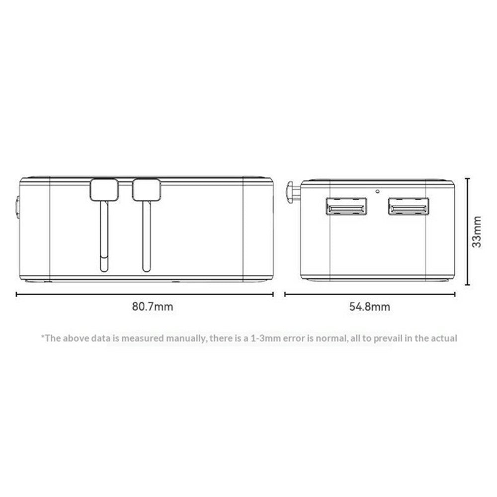 YESIDO MC47 4-Port 25W GaN Fast Charger Universal Travel Adapter with 2 USB-A + 2 USB-C Ports