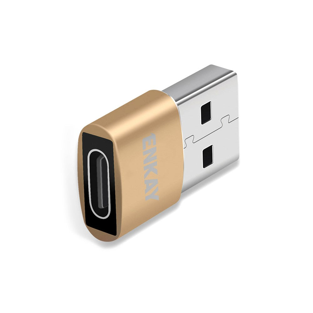 ENKAY HAT PRINCE ENK-AT105 USB Male to Type-C Female Adapter Connector Support Fast Charge Data Transfer
