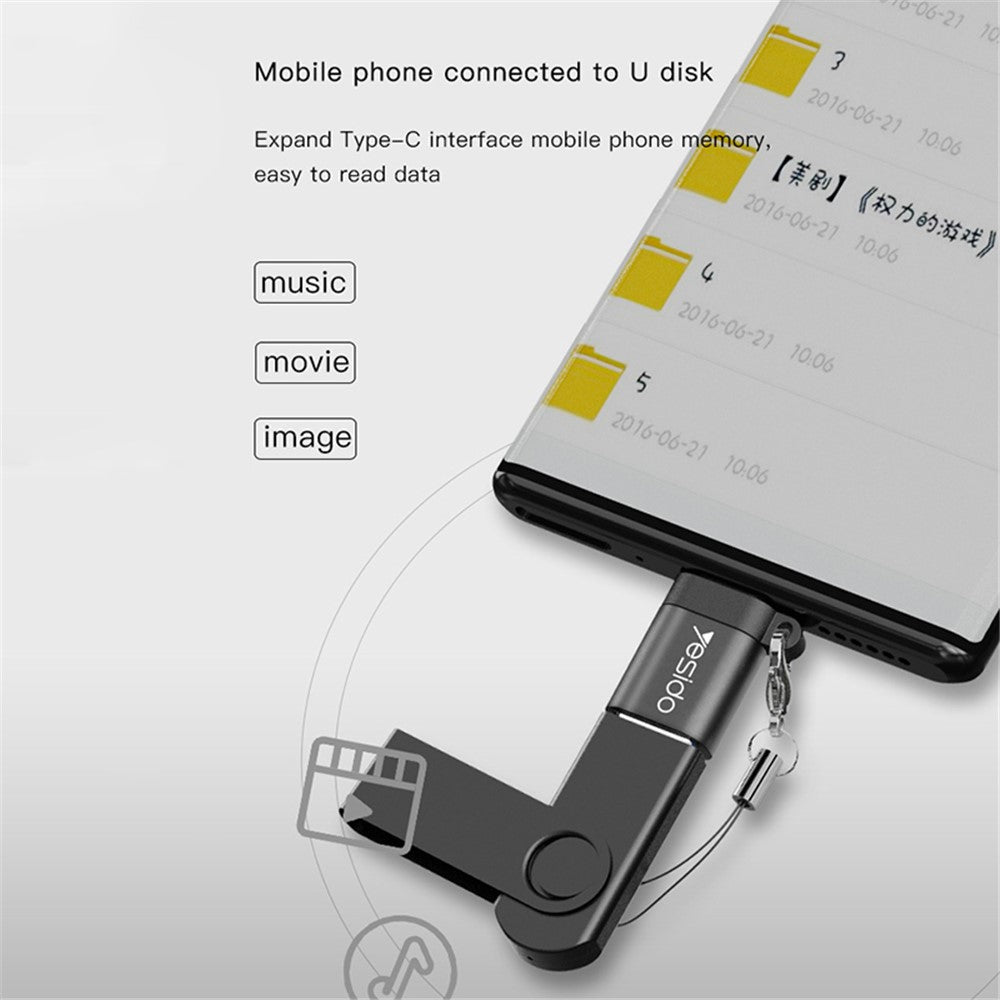 YESIDO GS06 Portable Type-C to USB OTG Connector Adapter with Keychain