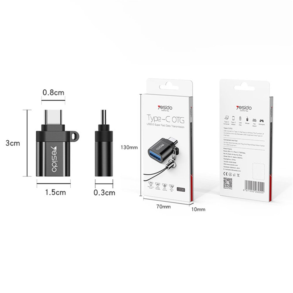 YESIDO GS06 Portable Type-C to USB OTG Connector Adapter with Keychain