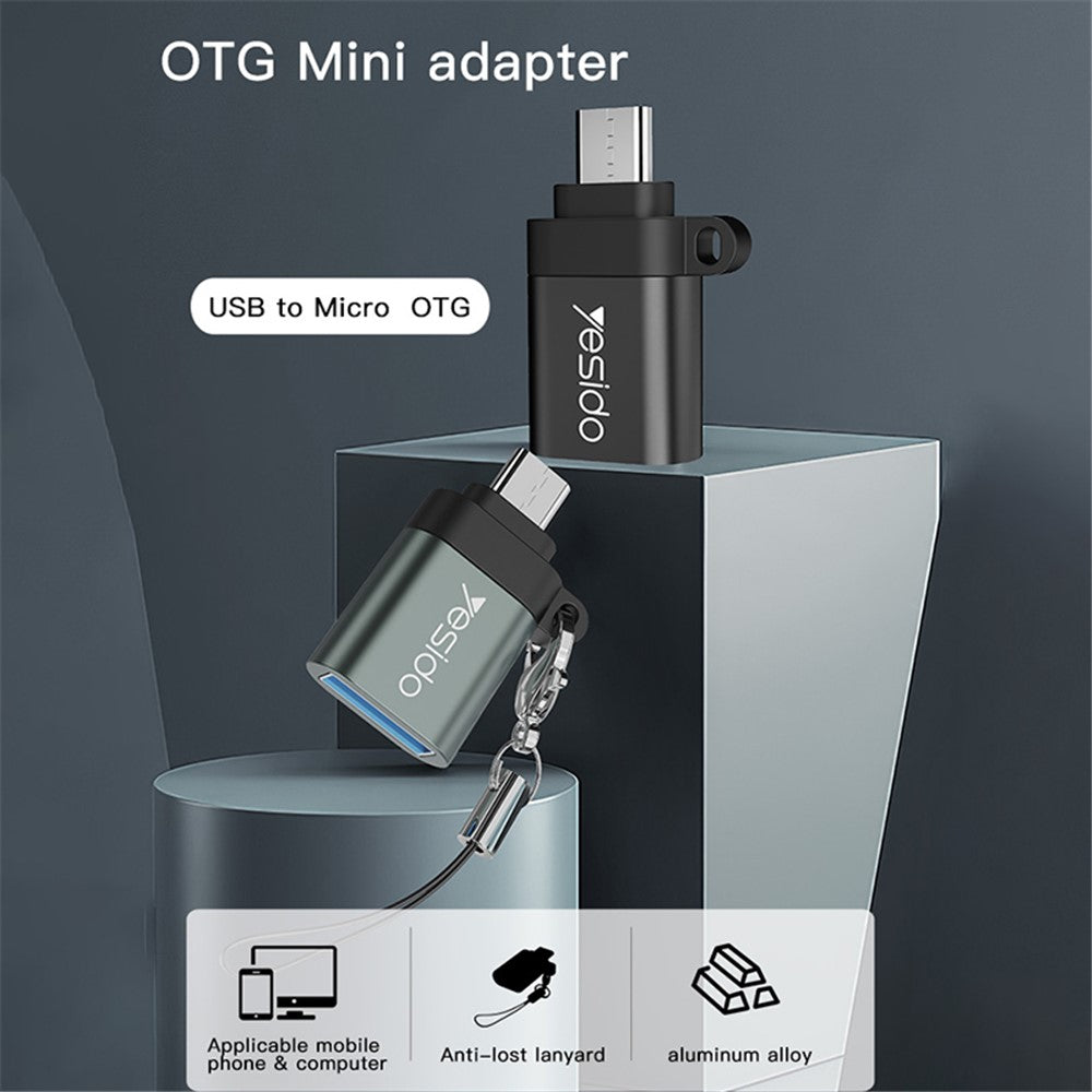 YESIDO GS07 Portable Micro USB to USB OTG Adapter with Keychain for Android Phone Tablet