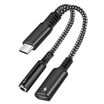 2-i-1 Type-C han til PD 60W Type-C opladning + 3,5 mm lyd hun hovedtelefonadapter splitter