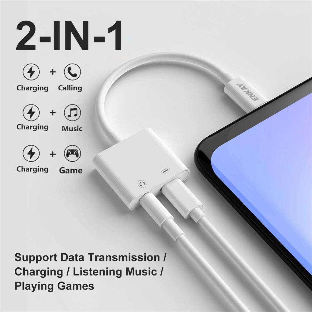 ENKAY HAT PRINCE ENK-AT106 USB C till 3,5 mm hörlursadapter Typ C hörlursuttag AUX-dongel ljudkonverterare