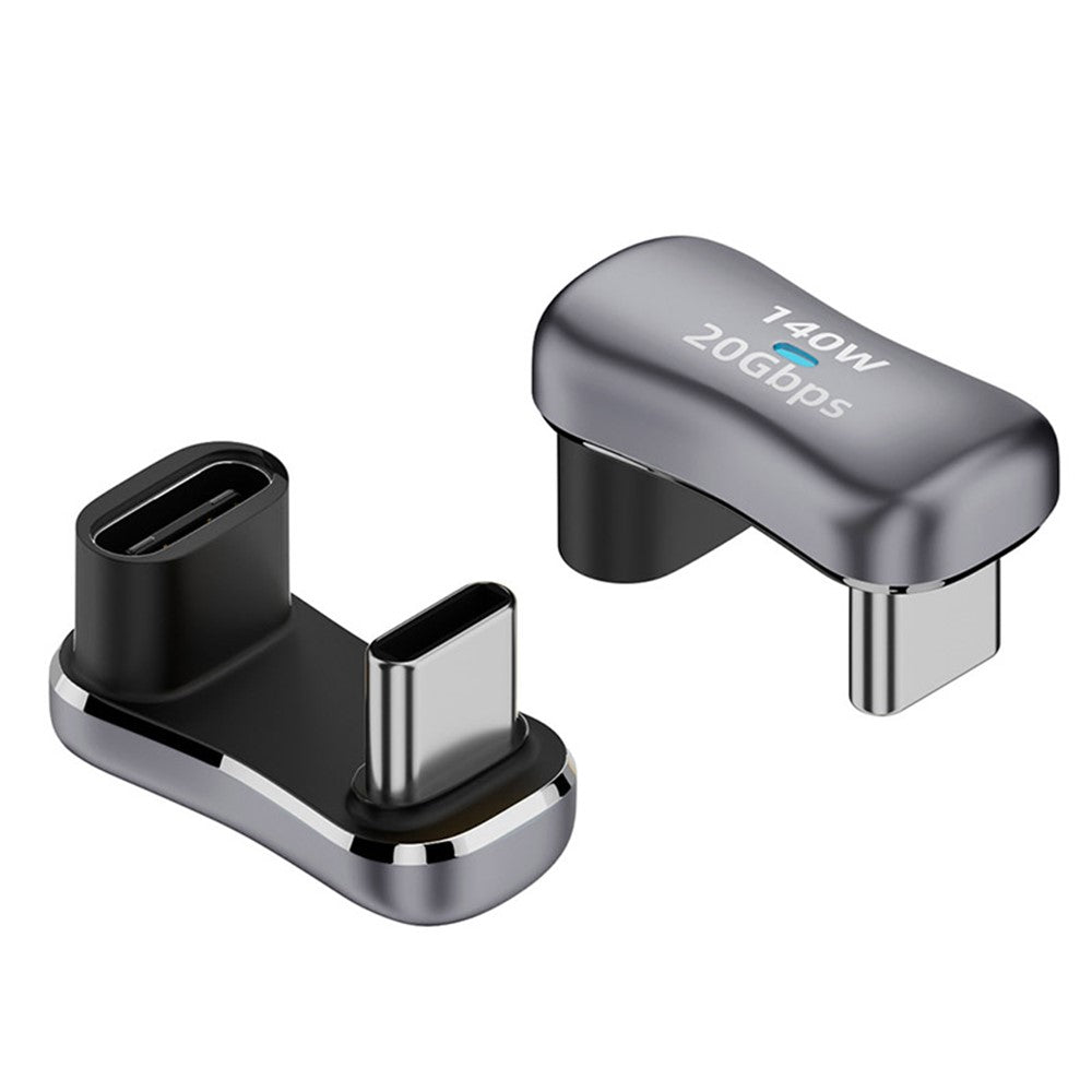 140W 20Gbps Type-C Male to Type-C Female Adapter U-Shaped Elbow Charging Cable Converter Support 4K / 60Hz