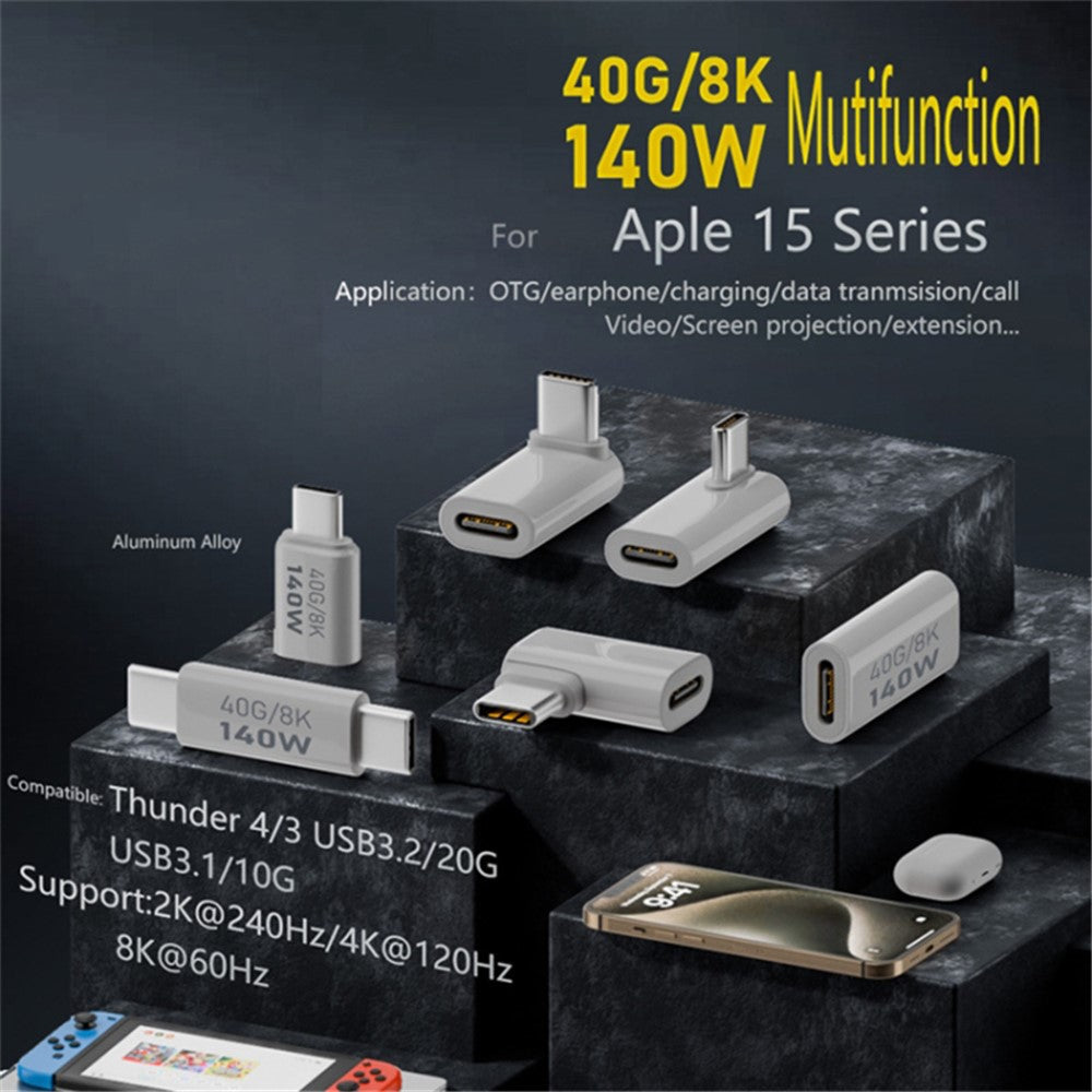 USB 3.1 USB-C Male to Type-C Male Adapter 40Gpbs Data Transfer 140W Charging