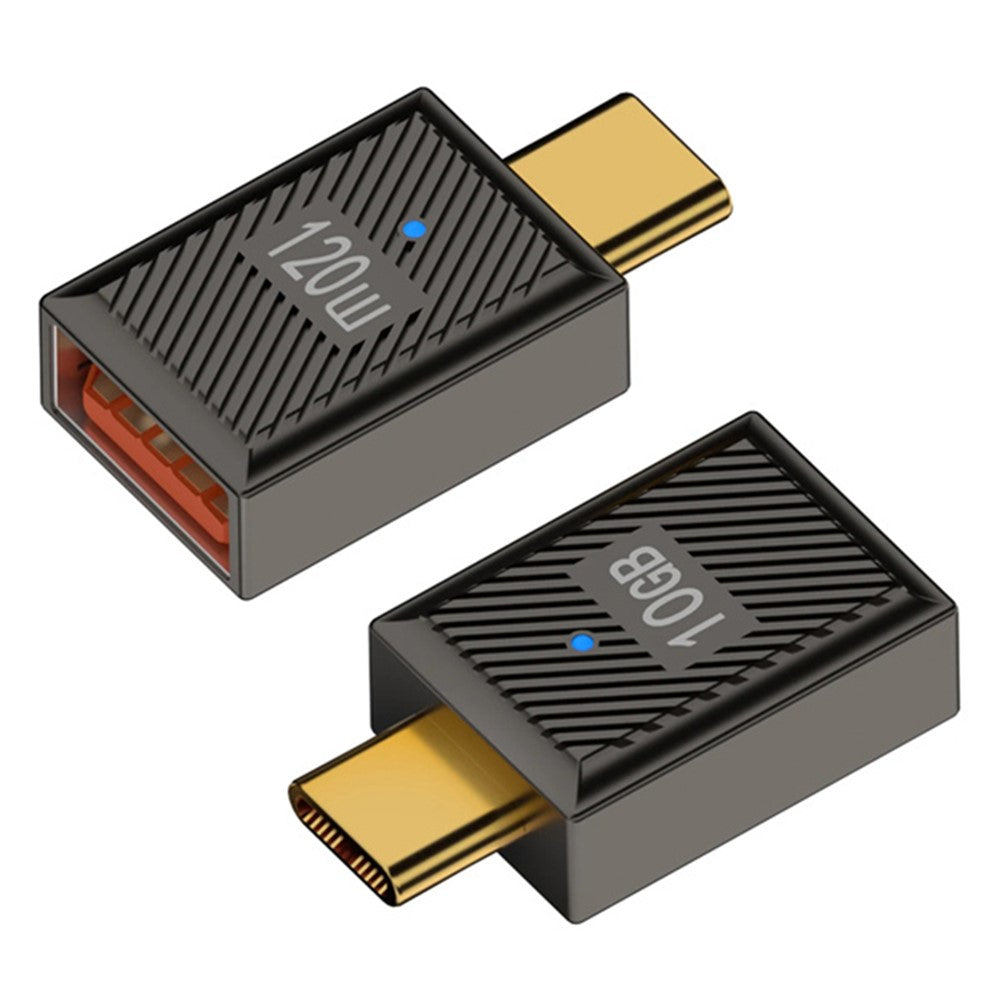 120W 10Gbps Mini Converter USB-A 3.1 Hun til Type-C Han Lige OTG Adapter