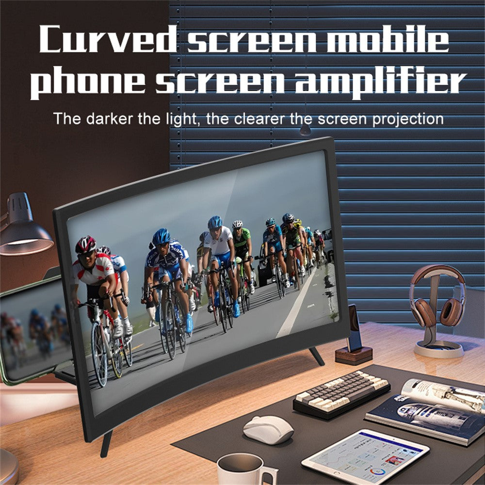 Phone Screen Magnifier 14 Inch HD Curved Screen Enlarger 3D High Definition Magnifying Glass Lazy Stand
