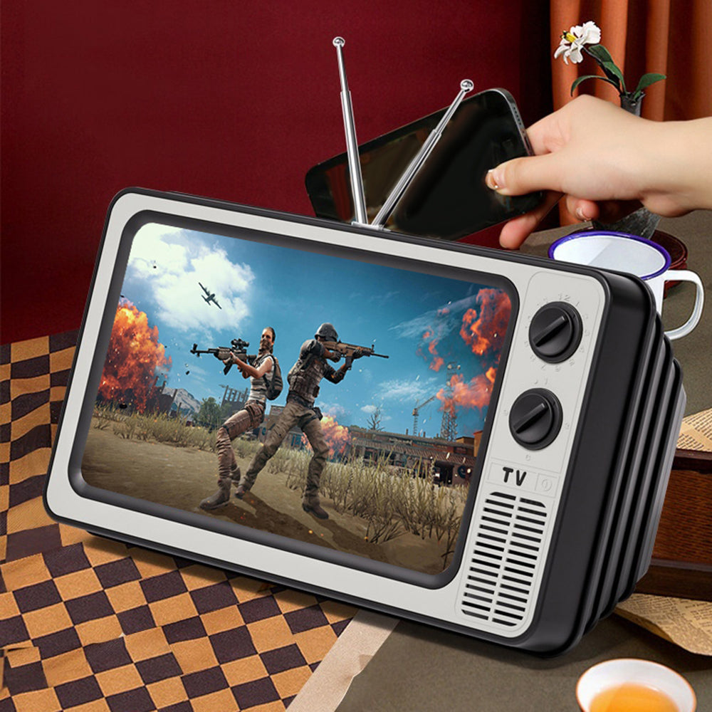 12 Inch Phone Screen Magnifier Retro TV Design 2-3X Amplifier for 4.0-6.6 Inch Smartphones