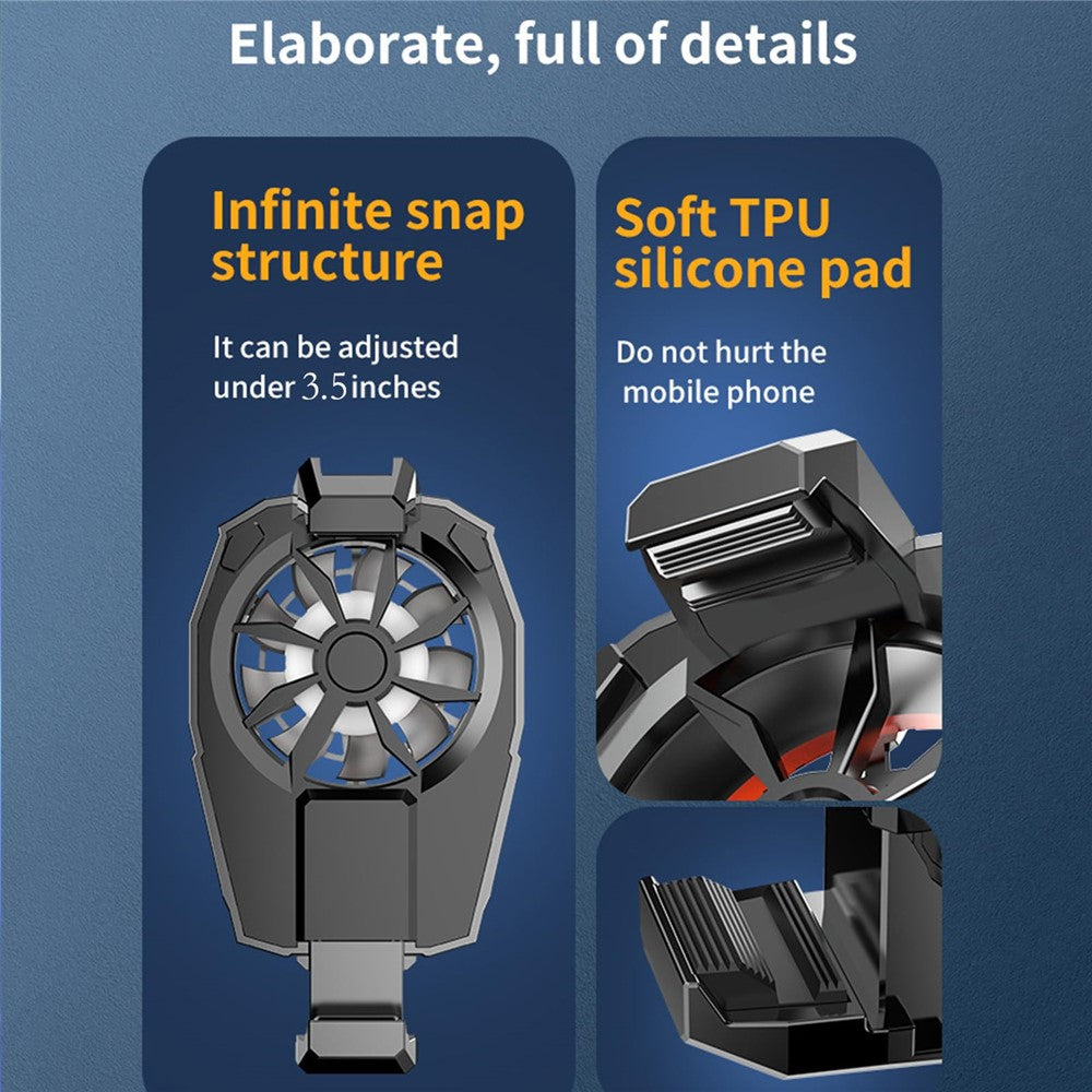 X52 Telefonkøler Bærbar Telefon Køleplade med 3 Justerbare Kølehastigheder Trådløs Opladning Rygholder til Gaming