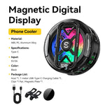 ESSAGER K51 Magnetic Digital Display Phone Cooler RGB Lighting Gaming TEC Cooling Fan Radiator for Smartphone