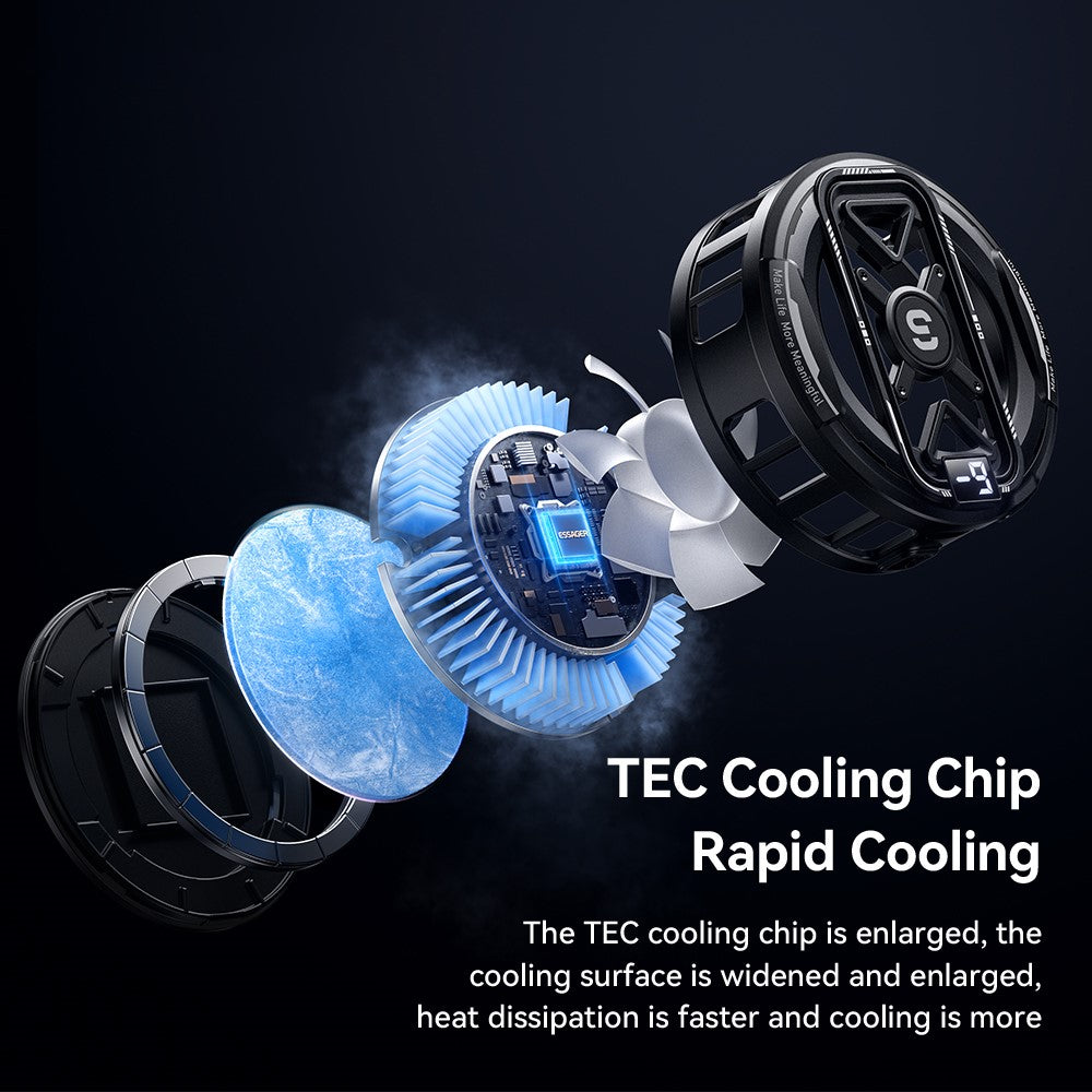 ESSAGER K51 Magnetic Digital Display Phone Cooler RGB Lighting Gaming TEC Cooling Fan Radiator for Smartphone