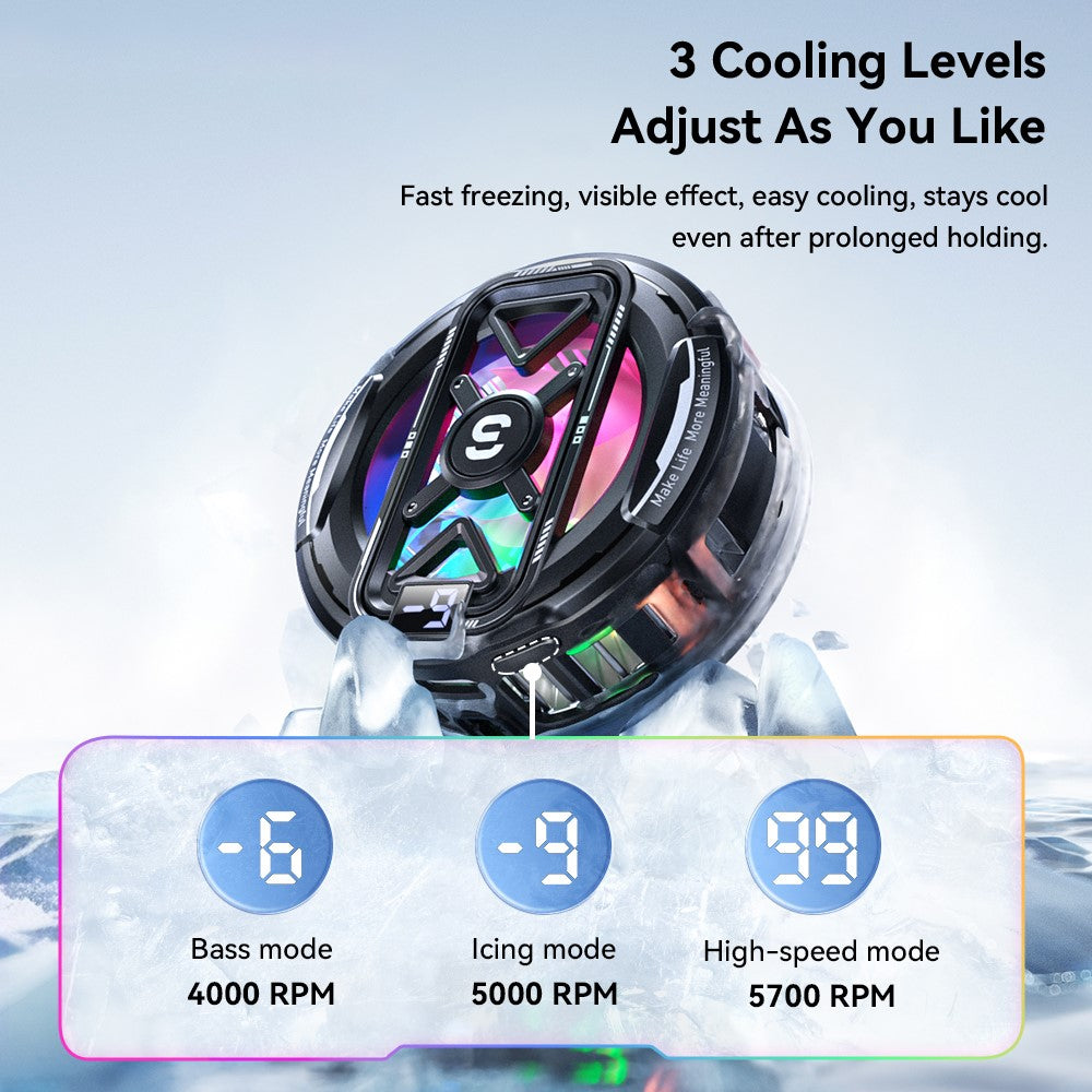 ESSAGER K51 Magnetic Digital Display Phone Cooler RGB Lighting Gaming TEC Cooling Fan Radiator for Smartphone