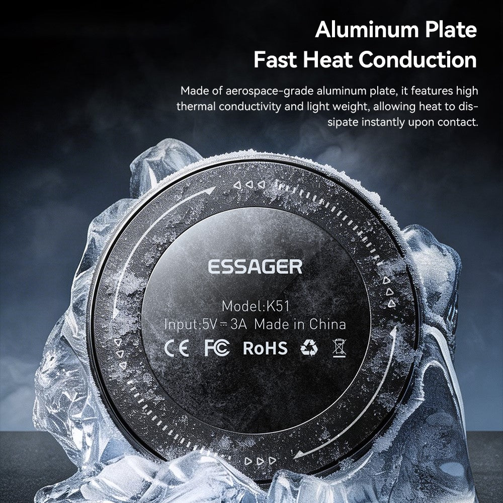 ESSAGER K51 Magnetic Digital Display Phone Cooler RGB Lighting Gaming TEC Cooling Fan Radiator for Smartphone