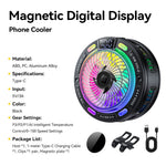 ESSAGER K50 Magnetic Digital Display Phone Cooler TEC Semiconductor AI Temperature Control RGB Lighting Cooling Fan for Gaming