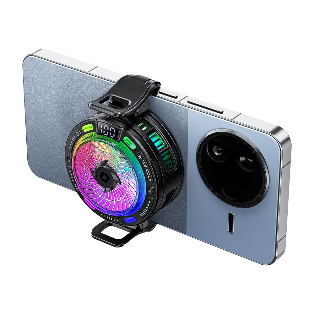 ESSAGER K50 Magnetic Digital Display Phone Cooler TEC Semiconductor AI Temperature Control RGB Lighting Cooling Fan for Gaming