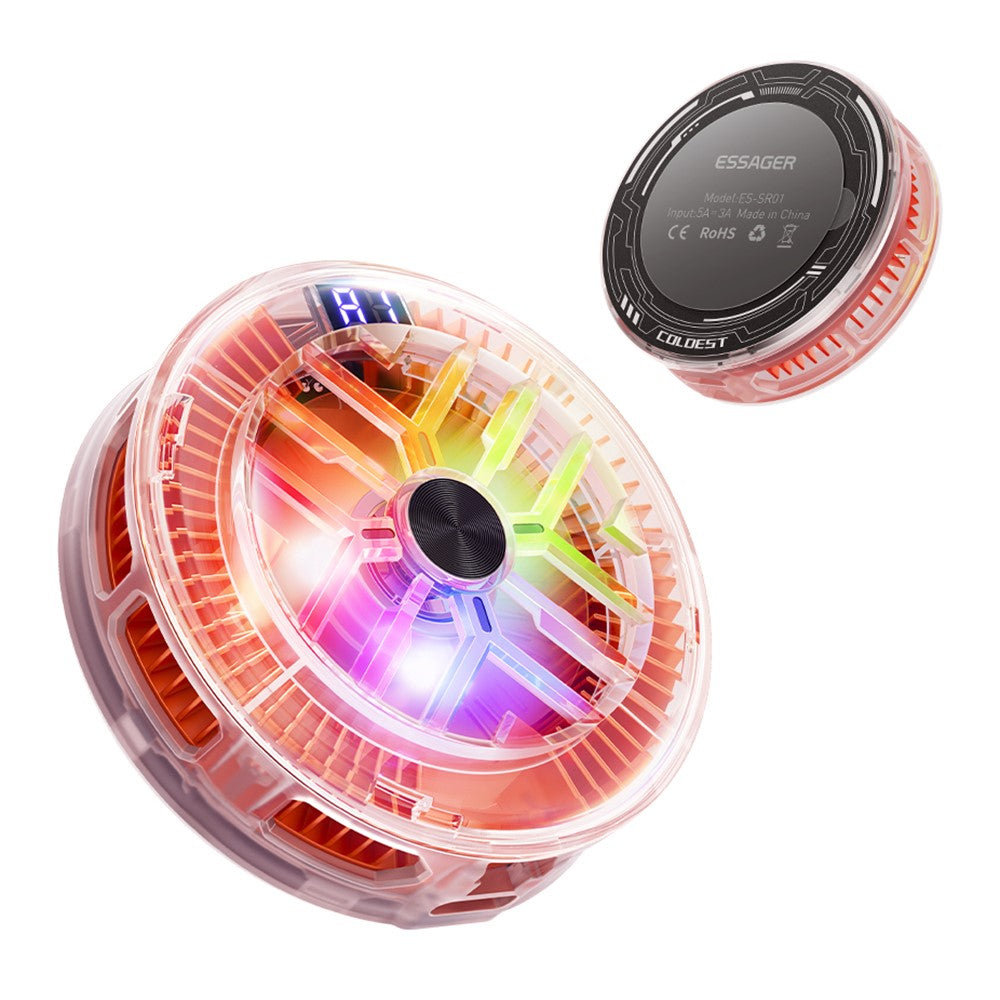 ESSAGER ES-SR01 Magnetisk Digital Skærm Telefonkøler TEC Køling RGB Belysning 3-Niveauer Temperaturkontrol Køleventilator til Gaming