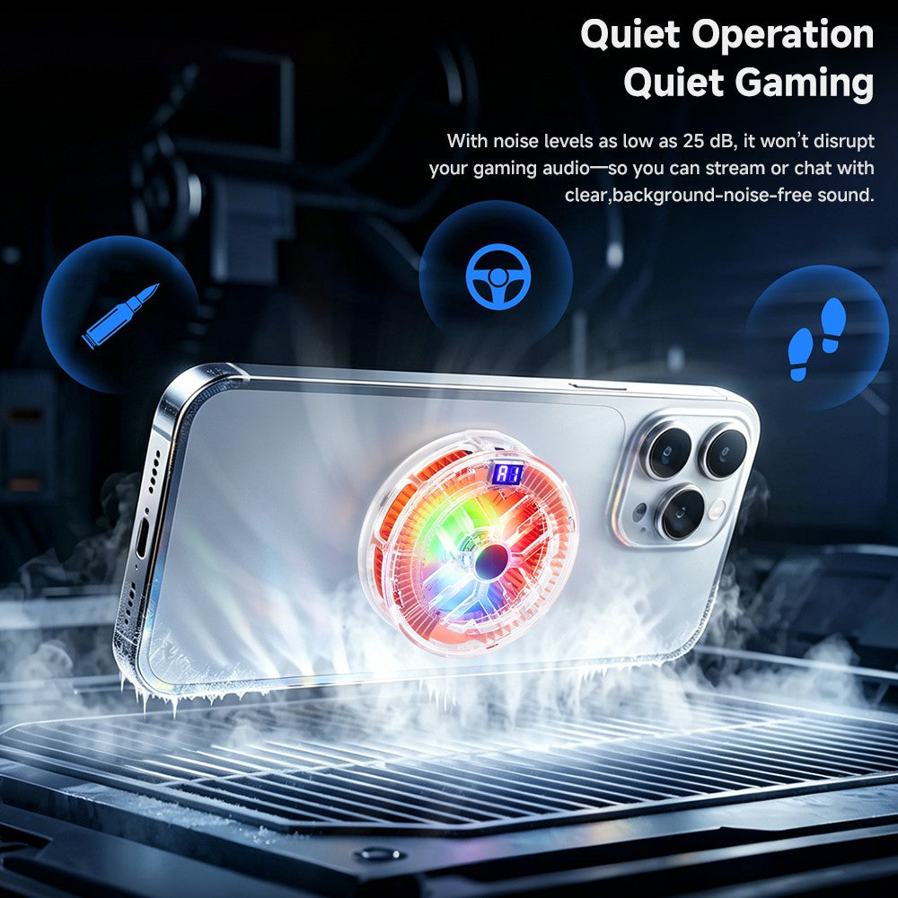 ESSAGER ES-SR01 Magnetisk Digital Skærm Telefonkøler TEC Køling RGB Belysning 3-Niveauer Temperaturkontrol Køleventilator til Gaming