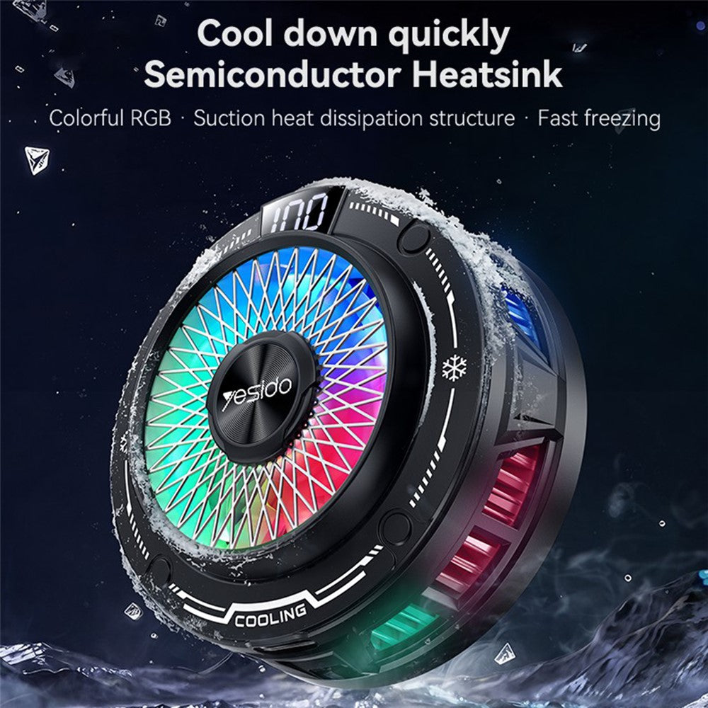 YESIDO C324 Magnetic Phone Cooler Semiconductor Radiator Digital Display RGB Gaming Cooling Fan