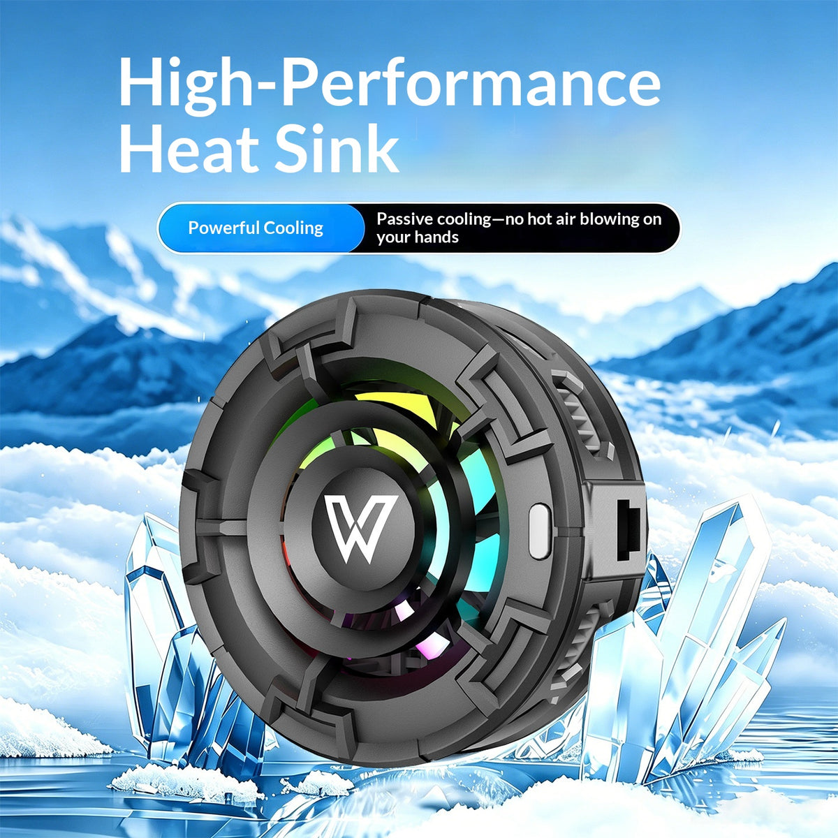 WLX-MB2 Magnetic Semiconductor Phone Cooler Fan Smart Temperature Control RGB Cooling Pad for Mobile Games