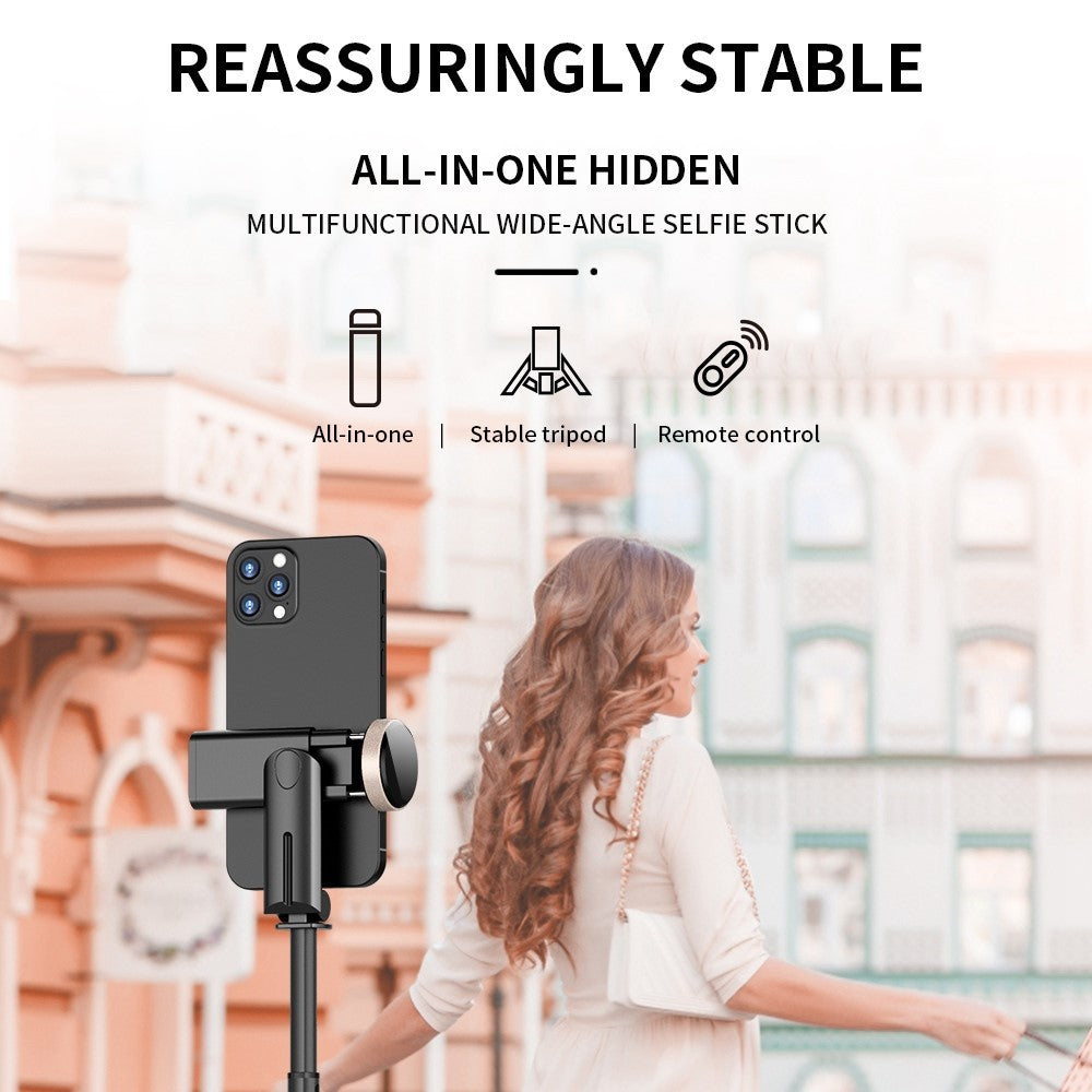 Q12 Bluetooth-kompatibel Selfie Stick i aluminiumlegering Udtrækkelig Telefon Tripod Stativ med Trådløs Fjernbetjening