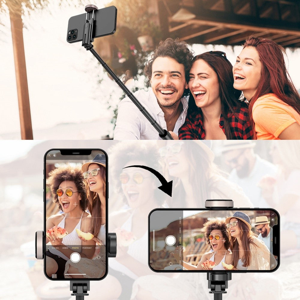 Q12 Bluetooth-kompatibel Selfie Stick i aluminiumlegering Udtrækkelig Telefon Tripod Stativ med Trådløs Fjernbetjening