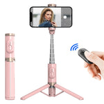 Q12 Bluetooth-kompatibel Selfie Stick i aluminiumlegering Udtrækkelig Telefon Tripod Stativ med Trådløs Fjernbetjening