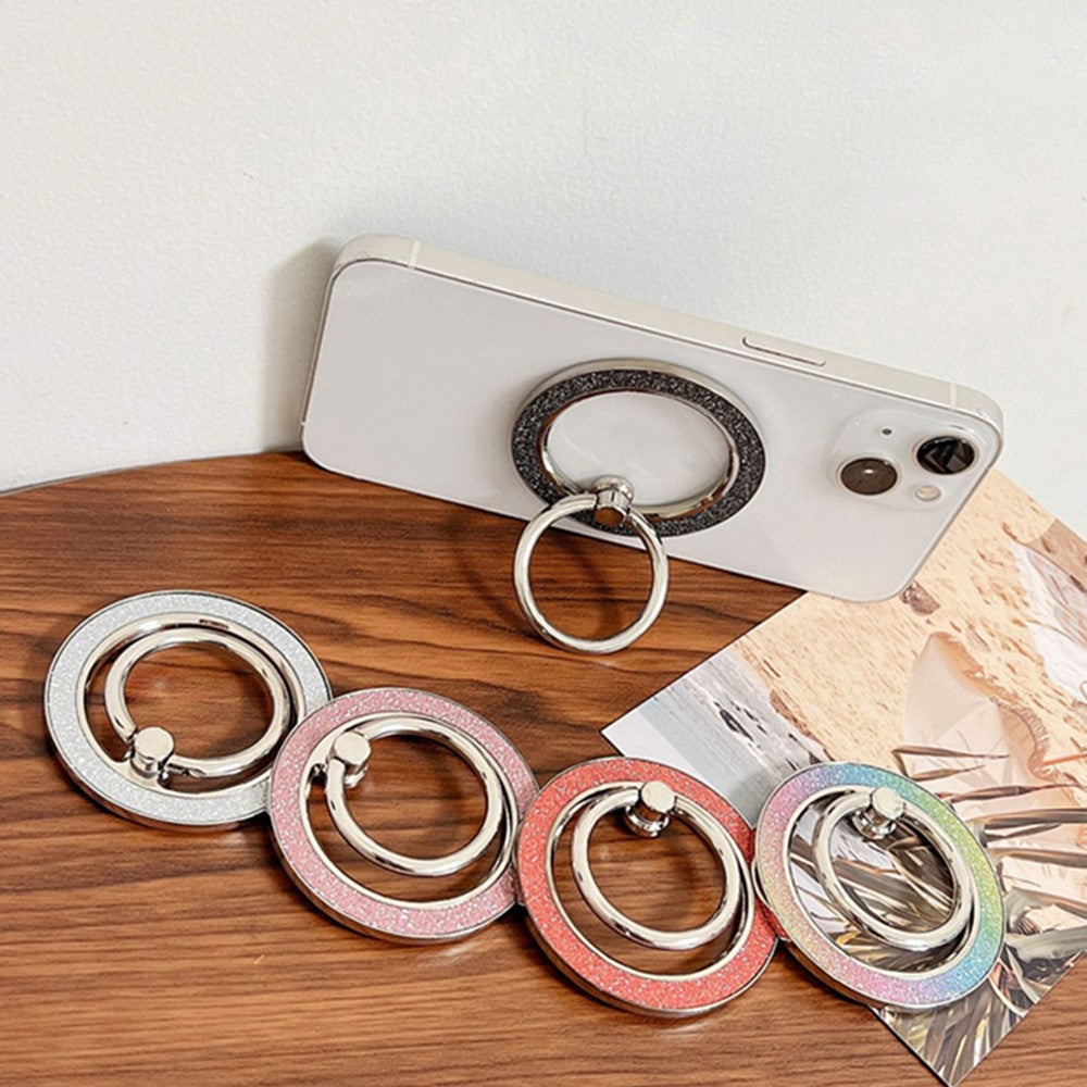 Phone Ring Kickstand Magnetic Glitter Ring Holder Zinc Alloy 360 Rotating Phone Gript