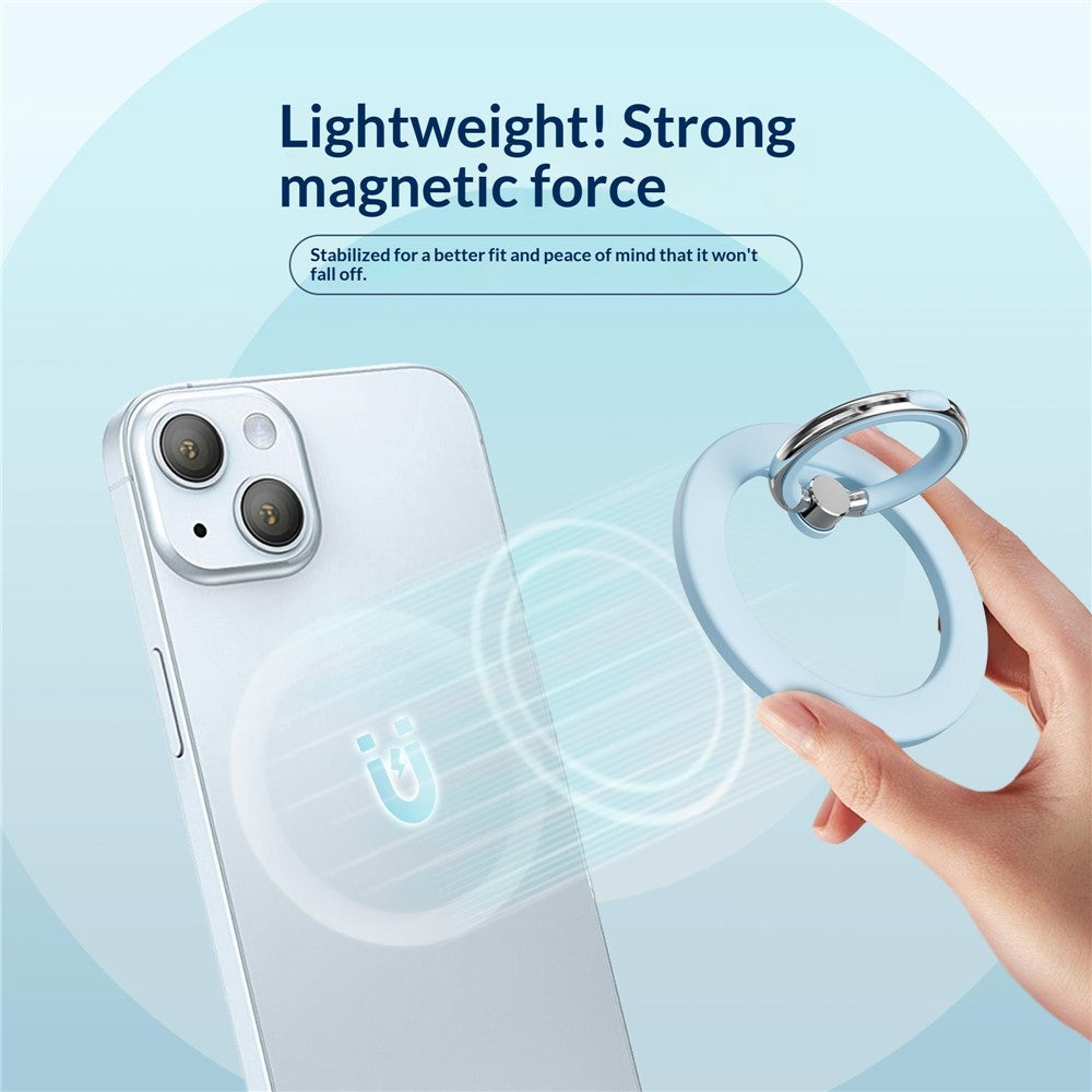 Silicone Feel Magnetic Phone Ring Stand 360° Rotation Foldable Finger Grip Holder Kickstand