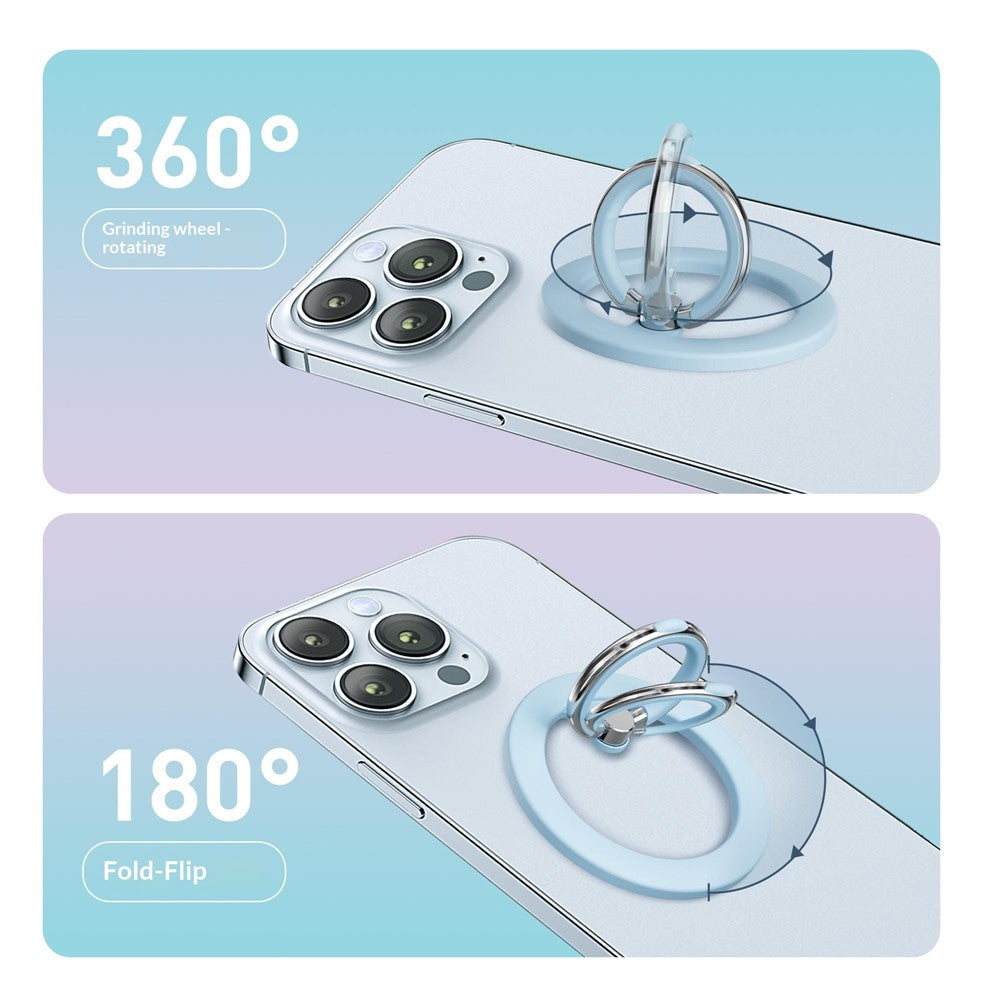 Silicone Feel Magnetic Phone Ring Stand 360° Rotation Foldable Finger Grip Holder Kickstand