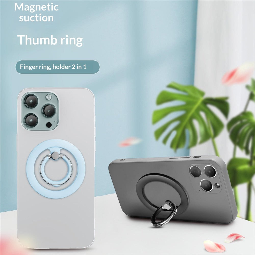 Silicone Feel Magnetic Phone Ring Stand 360° Rotation Foldable Finger Grip Holder Kickstand