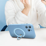Silicone Feel Magnetic Phone Ring Stand 360° Rotation Foldable Finger Grip Holder Kickstand