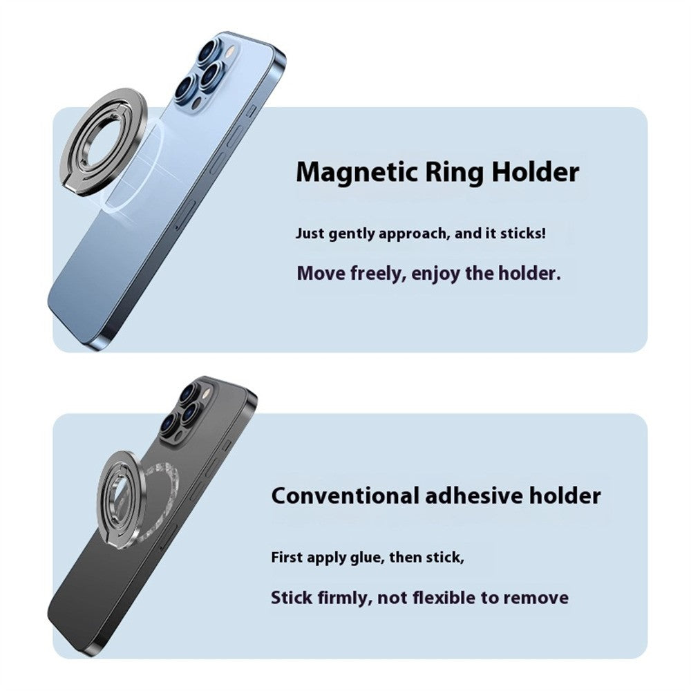 MP-38 Dual Ring Magnetic Phone Stand 125° Rotation Desktop Holder Double Sided Strong Magnet Phone Kickstand