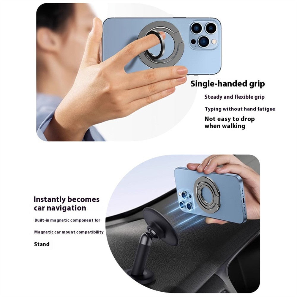 MP-38 Dual Ring Magnetic Phone Stand 125° Rotation Desktop Holder Double Sided Strong Magnet Phone Kickstand