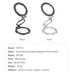 COTECI BS-038 Magnetic Phone Grip Holder Three-Ring Dual-Sided Adjustment Aluminum Alloy Stand for Desktop Refrigerator Car