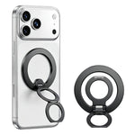 Magnetic Phone Stand Double-Ring Dual Hinges 360° Rotating Foldable Finger Ring Holder for Desk and Selfie