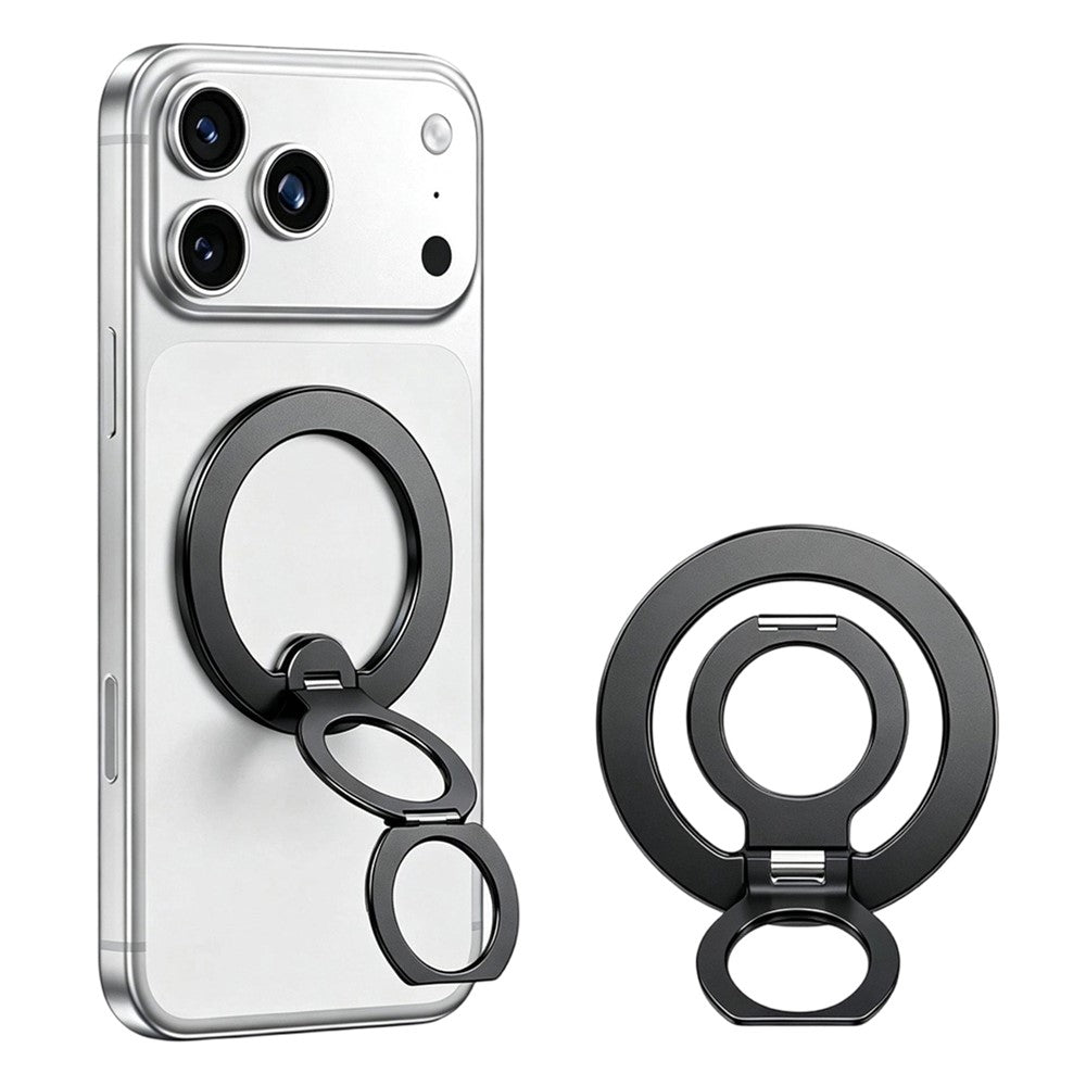 Magnetic Phone Stand Double-Ring Dual Hinges 360° Rotating Foldable Finger Ring Holder for Desk and Selfie