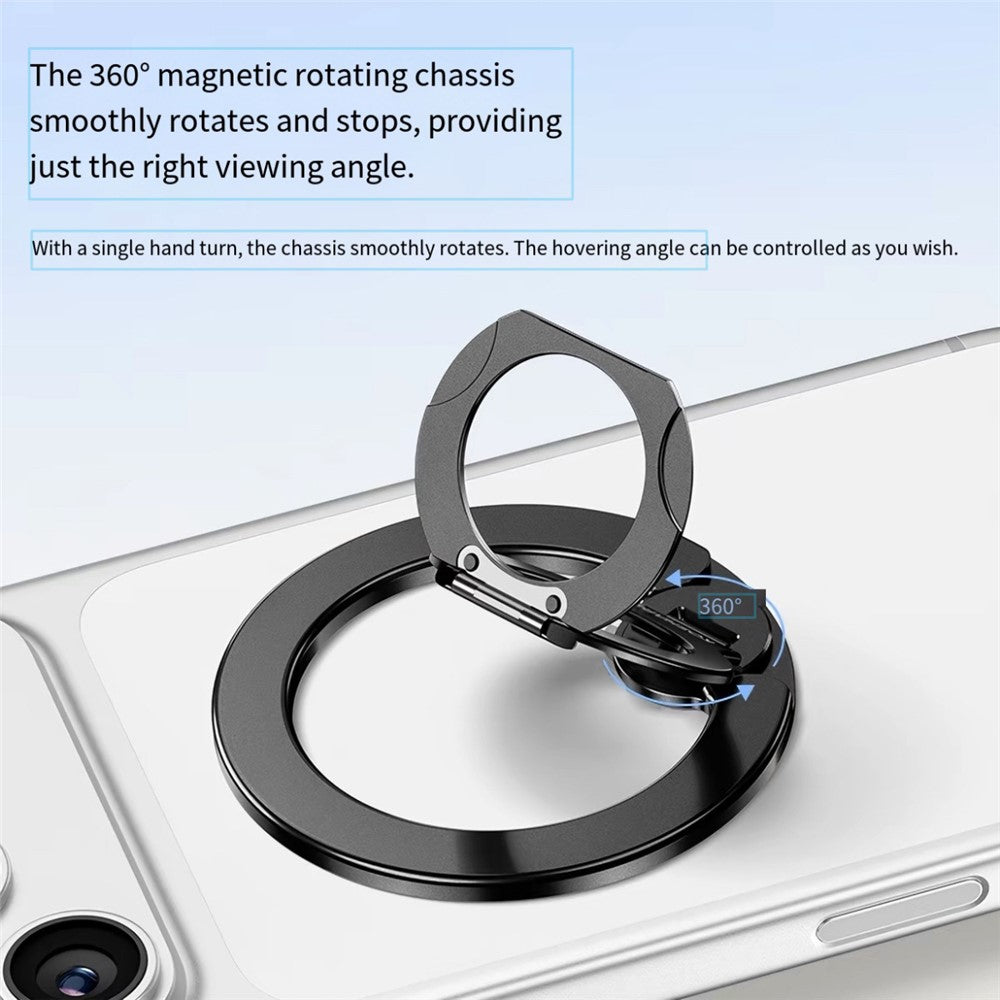 Magnetic Phone Stand Double-Ring Dual Hinges 360° Rotating Foldable Finger Ring Holder for Desk and Selfie