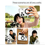 Magnetic Phone Stand Double-Ring Dual Hinges 360° Rotating Foldable Finger Ring Holder for Desk and Selfie