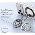 Magnetic Phone Stand Double-Ring Dual Hinges 360° Rotating Foldable Finger Ring Holder for Desk and Selfie