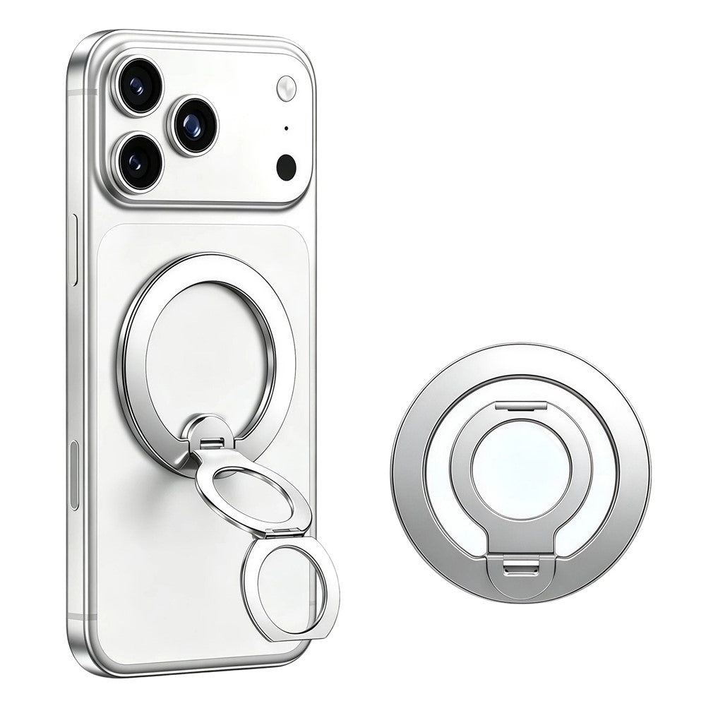 Magnetic Phone Stand Double-Ring Dual Hinges 360° Rotating Foldable Finger Ring Holder for Desk and Selfie