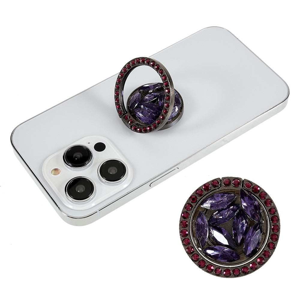 Cell Phone Ring Holder Rhinestone Phone Kickstand Grip Rotation Universal Multi Angle Metal Phone Back Grip