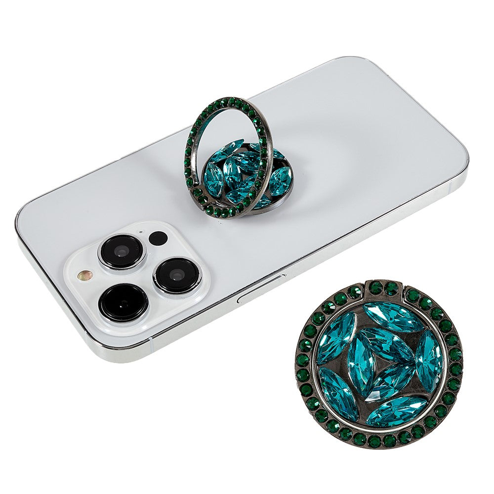 Cell Phone Ring Holder Rhinestone Phone Kickstand Grip Rotation Universal Multi Angle Metal Phone Back Grip