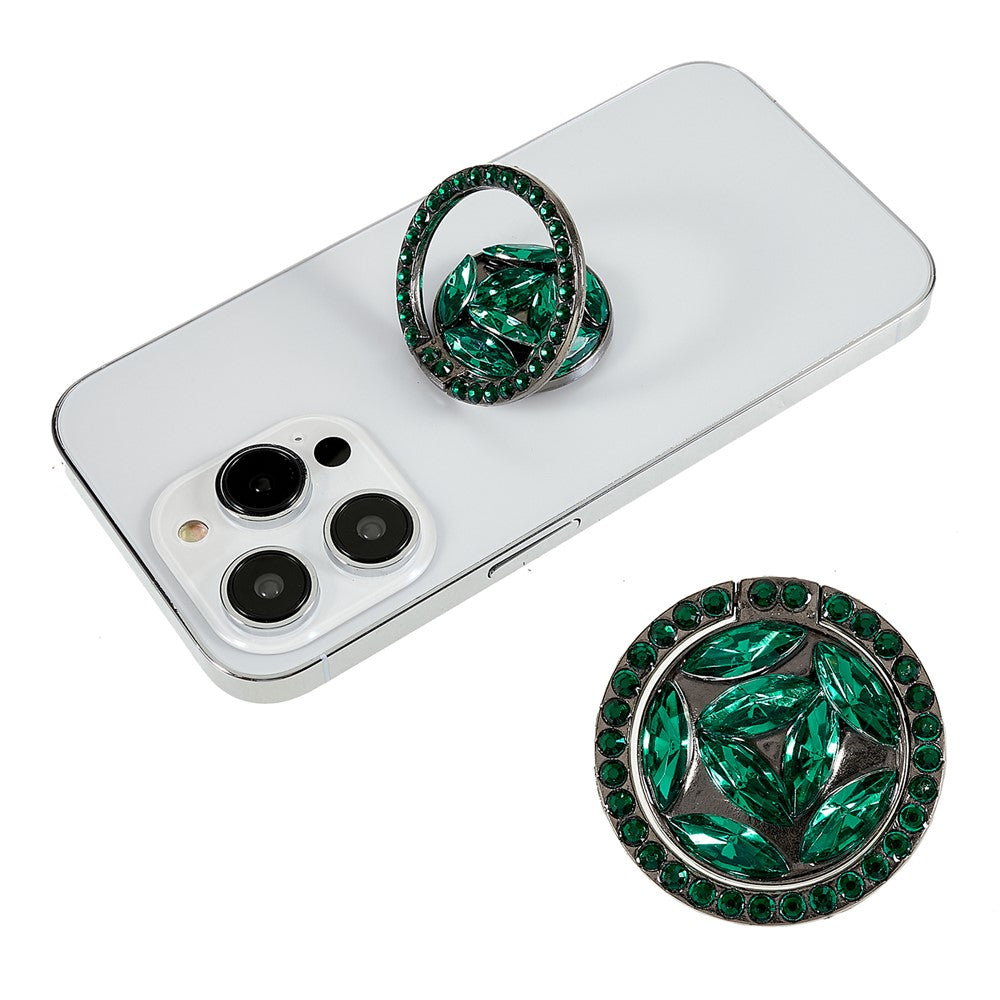 Cell Phone Ring Holder Rhinestone Phone Kickstand Grip Rotation Universal Multi Angle Metal Phone Back Grip