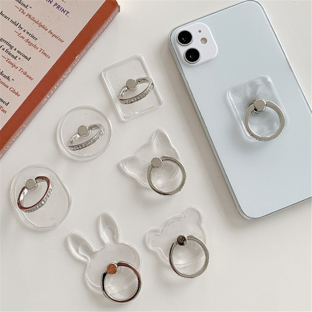 AL633387072251 Clear Rhinestone Decorated Phone Ring Holder Creative Metal Phone Kickstand