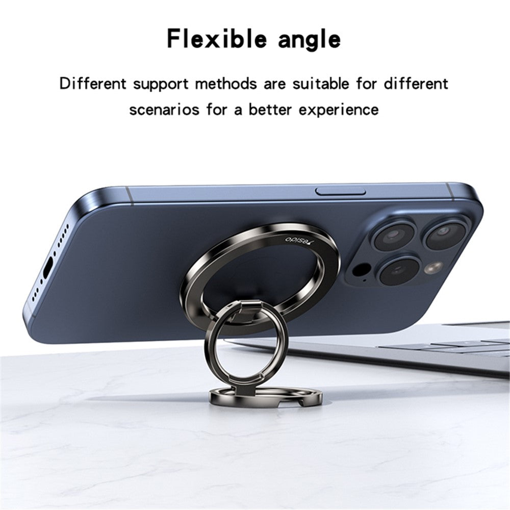 YESIDO C206 Double Ring Zinc Alloy Magnetic Folding Ring Kickstand for Mobile Phone